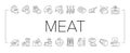 Meat Factory Product Collection Icons Set Vector .