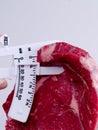 Meat with fat calipers Royalty Free Stock Photo