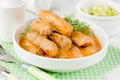 Meat finger roll in sauce Royalty Free Stock Photo