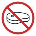 Meat Forbidden Line Icon. No Allow Ban Meat Linear Pictogram. Caution Red Stop Sign of Pig, Cow, Pork, Chicken Meat
