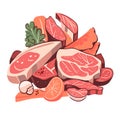 meat fresh flat illustration element raw