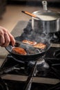 Meat frying in the pan