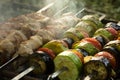 Meat and grilled vegetables. Barbecue. Royalty Free Stock Photo