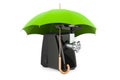 Meat grinder under umbrella, 3D rendering