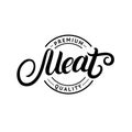 Meat hand written lettering logo, label, badge, emblem for butchery shop.