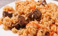 Meat hot pilaf, asian cuisine Royalty Free Stock Photo
