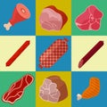 Meat Icons Set. Butchery Icons. Meat Products