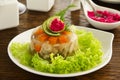 Meat jelly with vegetables Royalty Free Stock Photo