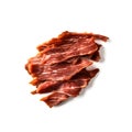 Meat Jerky Isolated, Dry Salted Chicken Slices, Small Pieces of Dehydrated Beef, Beer Snacks, Dried Pork