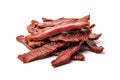 Meat Jerky Isolated, Dry Salted Chicken Slices, Small Pieces of Dehydrated Beef, Beer Snacks, Dried Pork