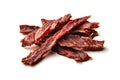 Meat Jerky Isolated, Dry Salted Chicken Slices, Small Pieces of Dehydrated Beef, Beer Snacks, Dried Pork