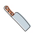Meat knife. Kitchenware sketch. Doodle line vector kitchen utensil and tool. Cutlery illustration