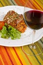 Meat Lasagna and Red Wine #1 Royalty Free Stock Photo