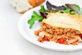 Meat Lasagna and Salad Royalty Free Stock Photo