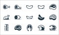 meat line icons. linear set. quality vector line set such as tuna, fish, bacon, sausage, meat, roast chicken, sausage, sausage,