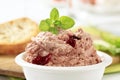 Meat and liver spread with cranberry sauce Royalty Free Stock Photo