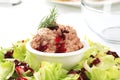 Meat and liver spread with cranberry sauce Royalty Free Stock Photo