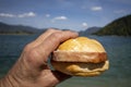 Meat loaf bun at Walchensee Royalty Free Stock Photo