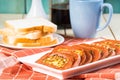 Meat loaf with fried scrambled egg with cabbage Royalty Free Stock Photo