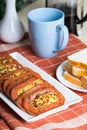 Meat loaf with fried scrambled egg with cabbage Royalty Free Stock Photo