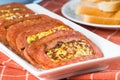 Meat loaf with fried scrambled egg with cabbage Royalty Free Stock Photo