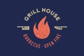 Meat logo. Logo for grill house restaurant with knife