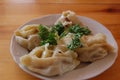 Meat manti with a parsley Royalty Free Stock Photo