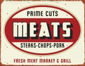 Meat Market Sign Vintage Grunge Retro Tin