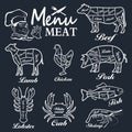 Meat menu. Set of butcher shop labels