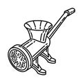 Meat Mincer Icon. Doodle Hand Drawn or Outline Icon Style