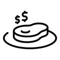 Meat for money icon outline vector. Happy rich