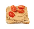 Meat Paste on Toast Bread Isolated, Pate Sandwiches Royalty Free Stock Photo