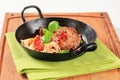 Meat patty with tomatoes and spaghetti Royalty Free Stock Photo