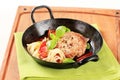 Meat patty with tomatoes and spaghetti Royalty Free Stock Photo