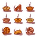 Meat pie, roll, quiche illustration