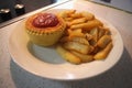 Meat Pie with Tomato Sauce and Hot Chips