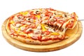 Meat Pizza, mozzarella, ham, bacon, chicken, peppers, tomatoes,