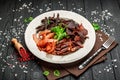Meat Platter with Thin Slices of Cured Ham, Veal, Chicken, Pork, Beef and Sausages Royalty Free Stock Photo