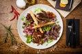 Meat platter for two served on a plate in restaurant Royalty Free Stock Photo