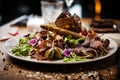 Meat platter for two served on a plate in restaurant Royalty Free Stock Photo