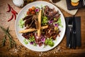 Meat platter for two served on a plate in restaurant Royalty Free Stock Photo