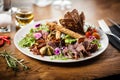 Meat platter for two served on a plate in restaurant Royalty Free Stock Photo