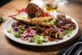 Meat platter for two served on a plate in restaurant Royalty Free Stock Photo