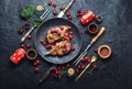 Meat pork in cherry sauce Royalty Free Stock Photo