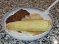 Meat potatoes and corn
