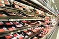 Meat and poultry products on shelves Royalty Free Stock Photo