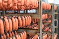 Meat processing - production of sausages in a factory