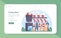 Meat production industry web banner or landing page. Butcher