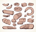 Meat production. Vector drawing objects