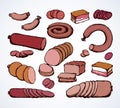 Meat production. Vector drawing objects